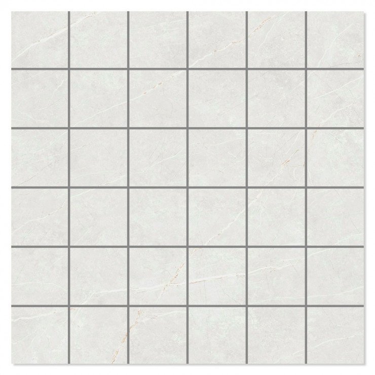 Marmor Mosaik Klinker Prestige Vit Polerad 30x30 (5x5) cm-0